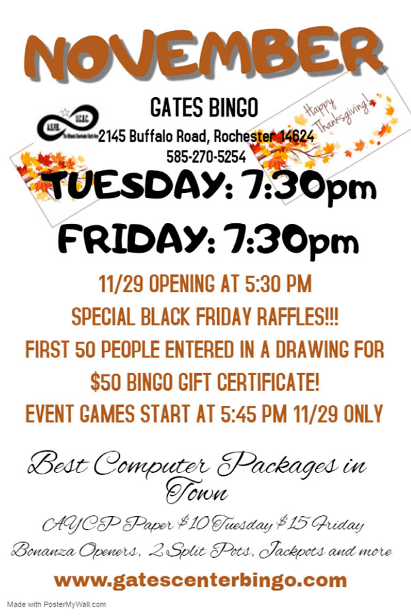 Gates Center Bingo Events